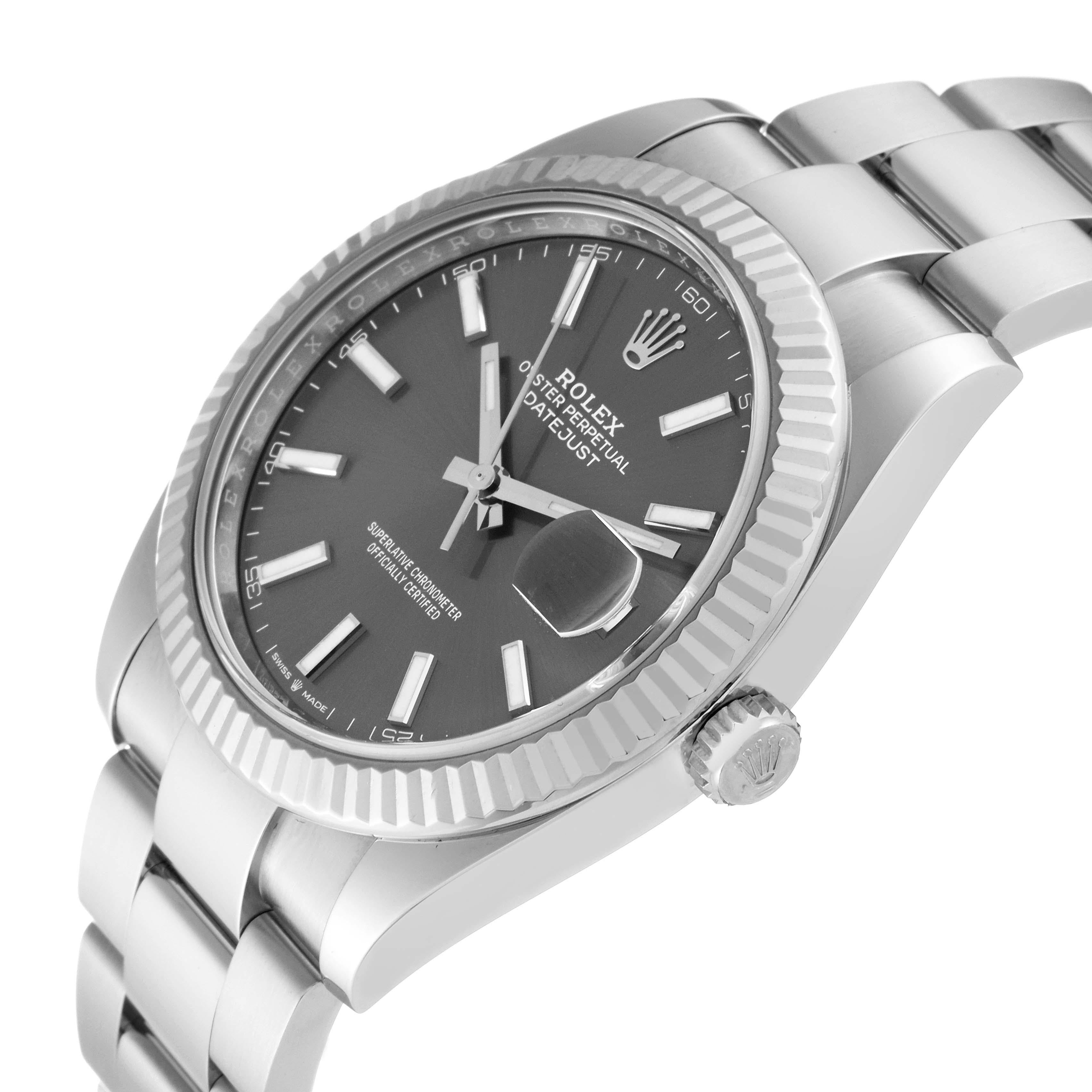 Rolex Datejust 41 Steel White Gold Slate Dial Mens Watch 126334 Box Card For Sale 2
