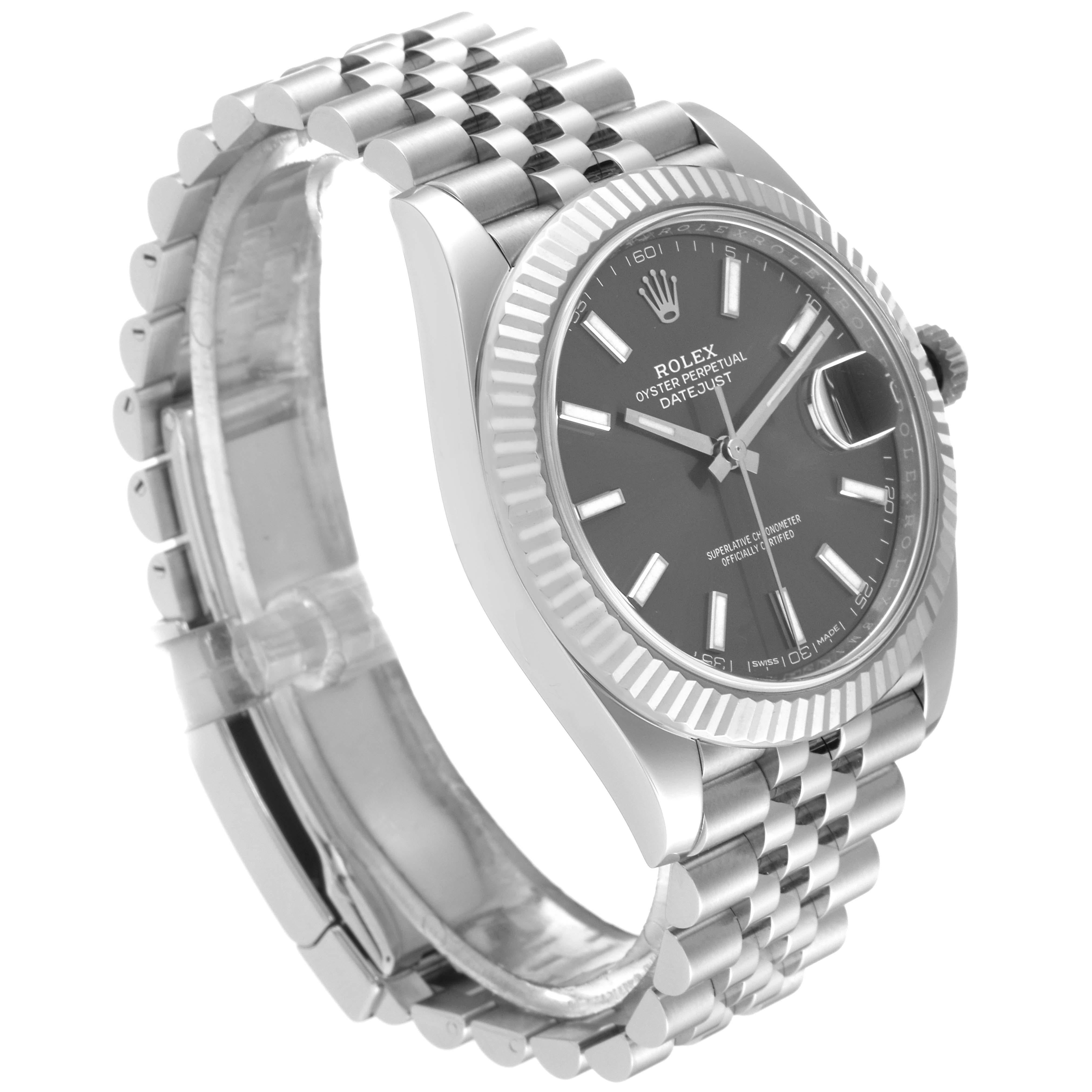 Men's Rolex Datejust 41 Steel White Gold Slate Dial Mens Watch 126334
