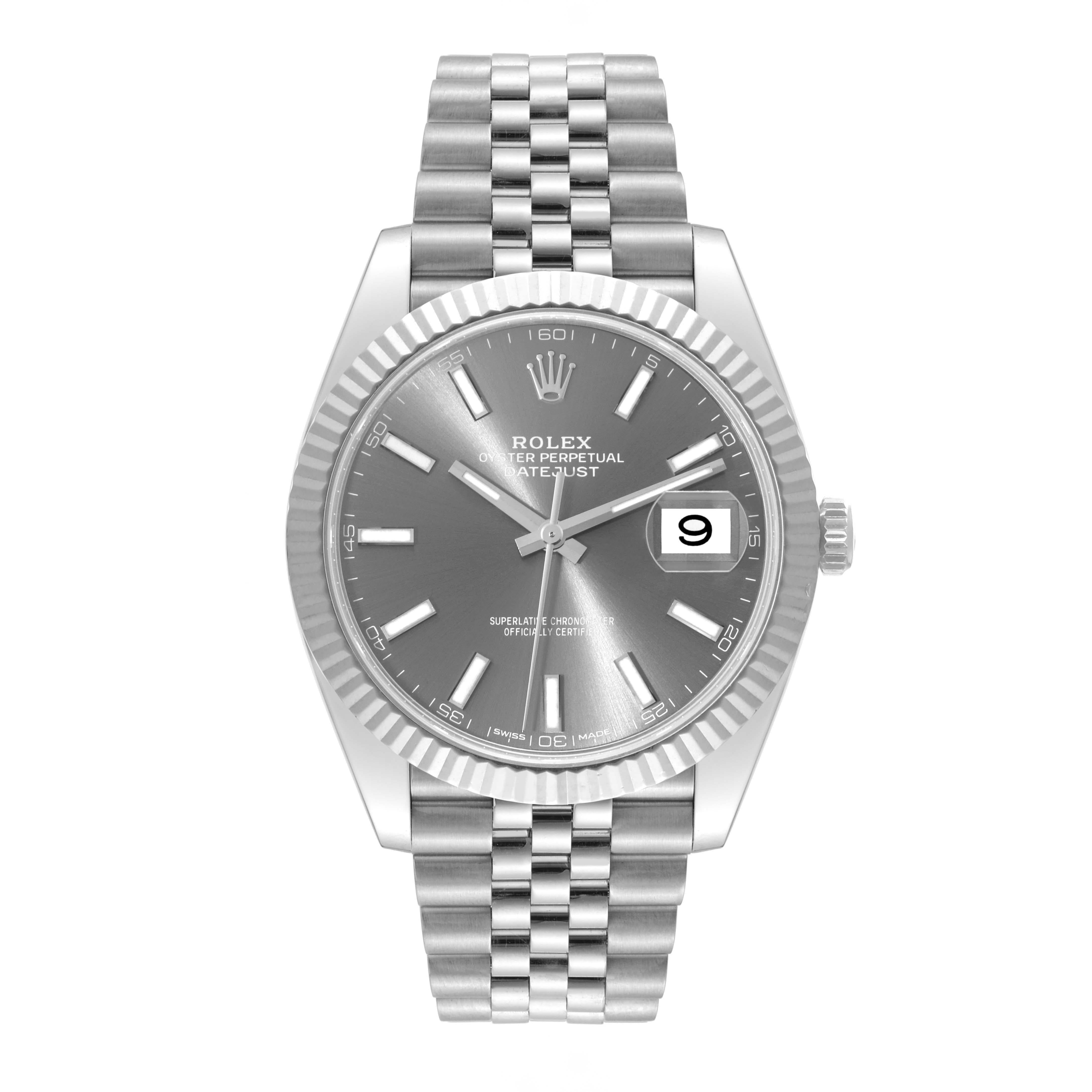 Men's Rolex Datejust 41 Steel White Gold Slate Dial Mens Watch 126334 For Sale