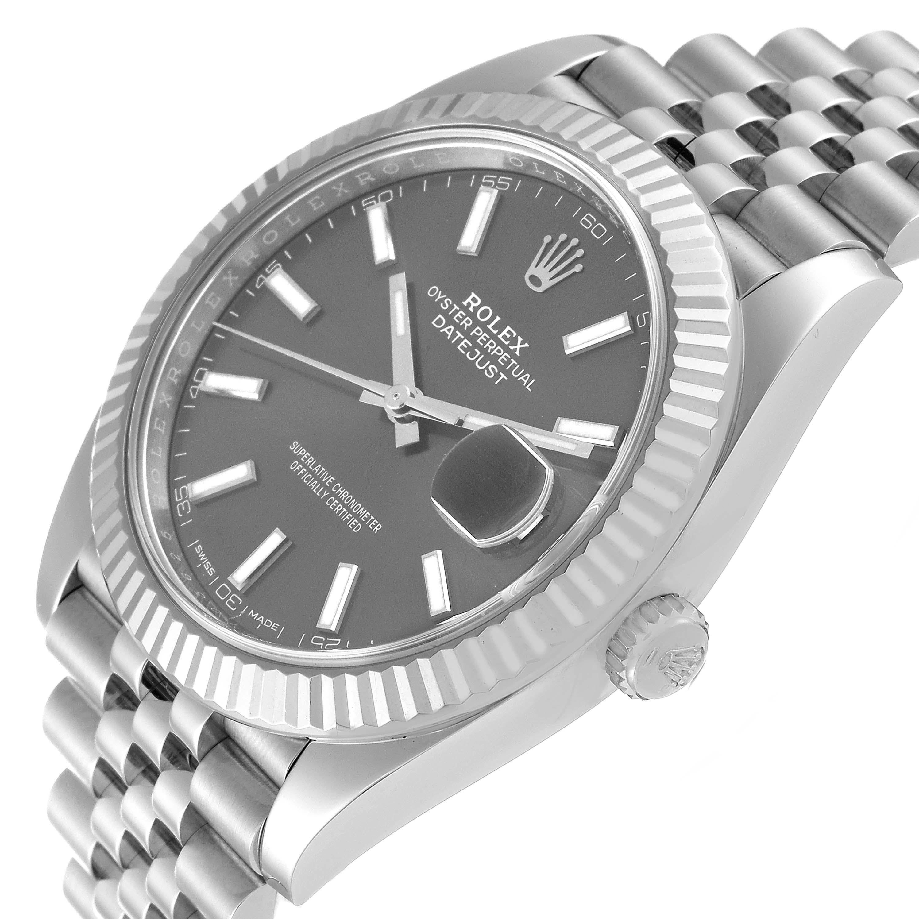 Rolex Datejust 41 Steel White Gold Slate Dial Mens Watch 126334 4