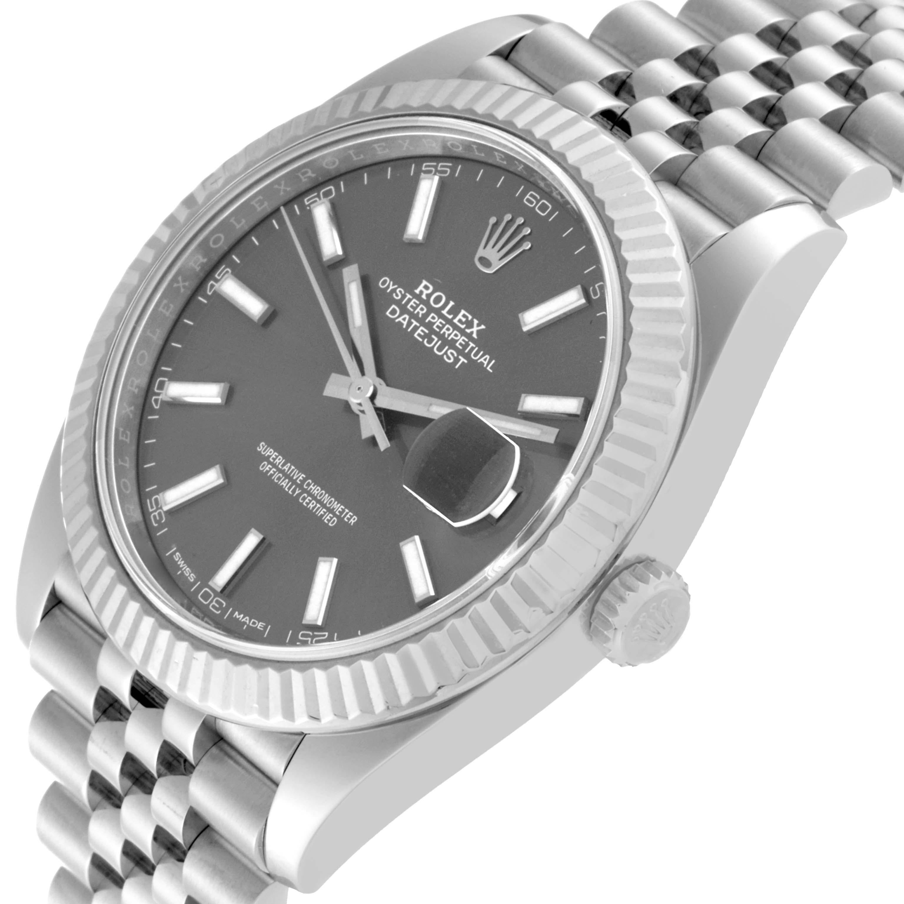 Rolex Datejust 41 Steel White Gold Slate Dial Mens Watch 126334 For Sale 4