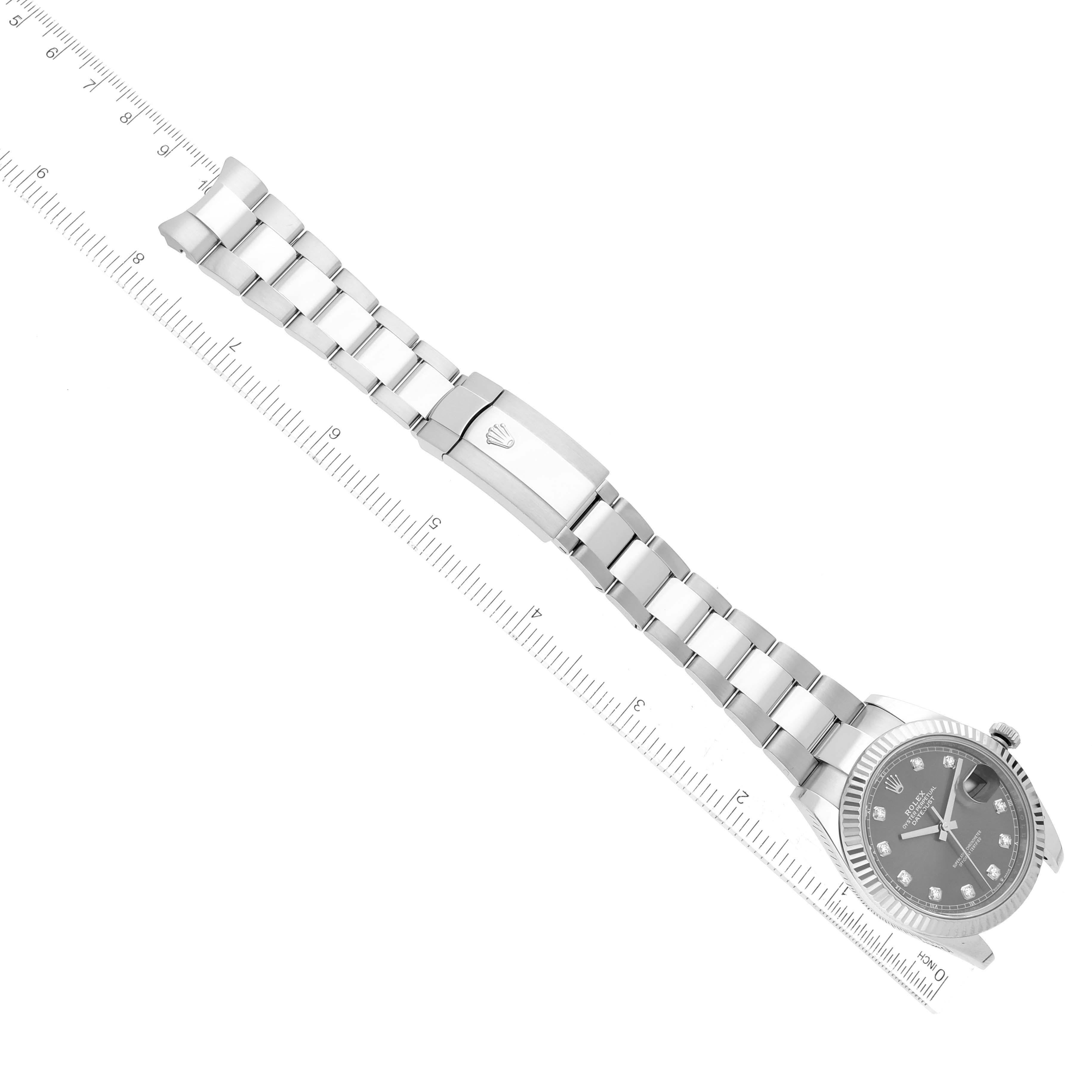 Rolex Datejust 41 Steel White Gold Slate Diamond Dial Mens Watch 126334 Card For Sale 5