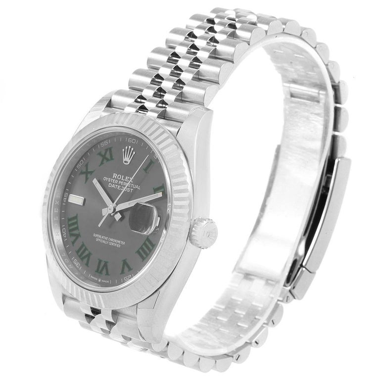 Rolex Datejust 41 Steel White Gold Slate Roman Dial Men's ...