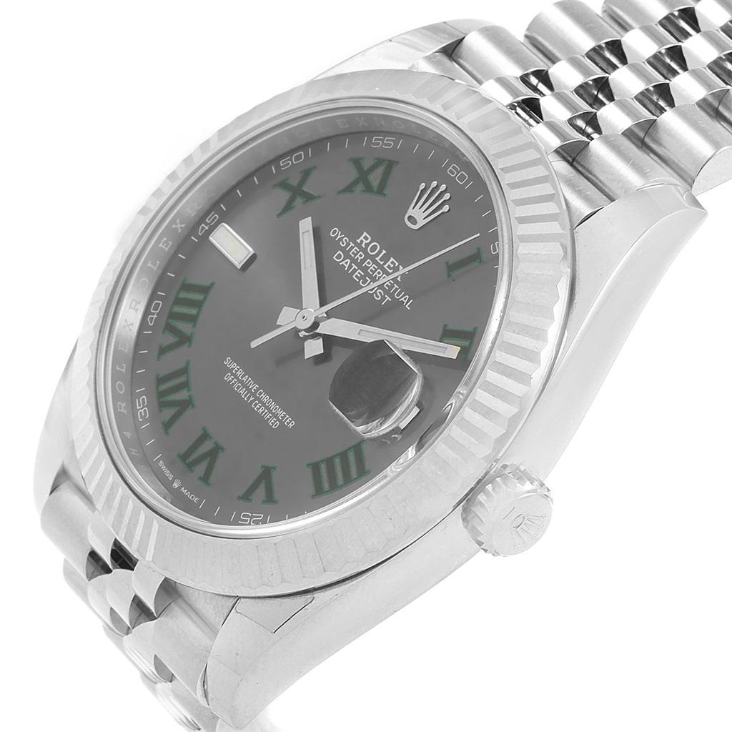 Rolex Datejust 41 Steel White Gold Slate Roman Dial Men's Watch 126334 2