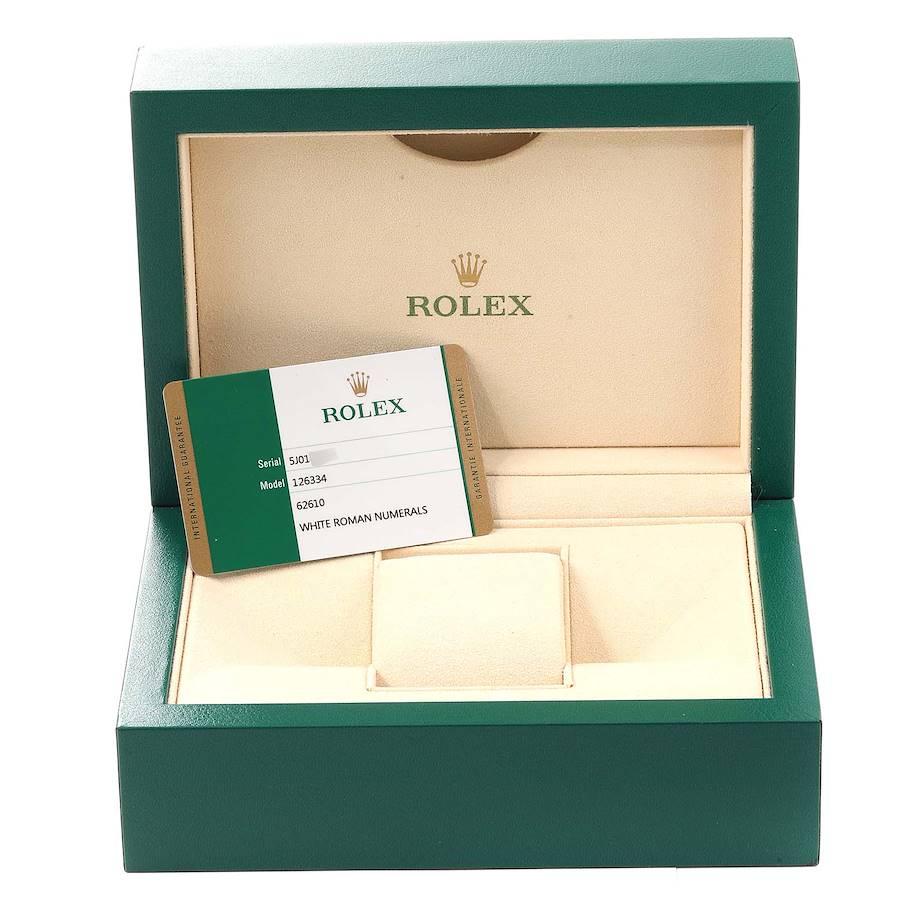 Rolex Datejust 41 Herrenuhr aus Stahl Weißgold mit weißem Zifferblatt 126334 Boxkarte im Angebot 9