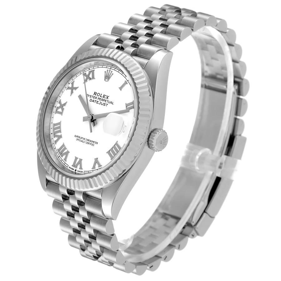 Rolex Datejust 41 Herrenuhr aus Stahl Weißgold mit weißem Zifferblatt 126334 Boxkarte im Angebot 1