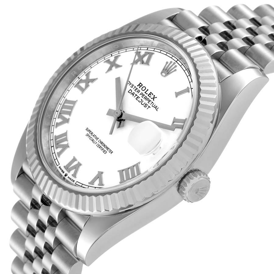 Rolex Datejust 41 Herrenuhr aus Stahl Weißgold mit weißem Zifferblatt 126334 Boxkarte im Angebot 2