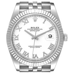 Rolex Datejust 41 Steel White Gold White Dial Mens Watch 126334 Box Card