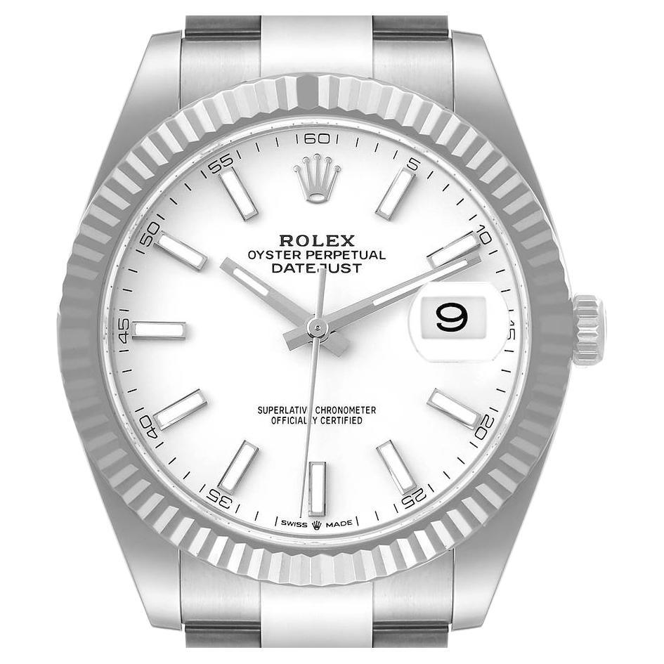 Rolex Datejust 41 Steel White Gold White Dial Mens Watch 126334 Box Card