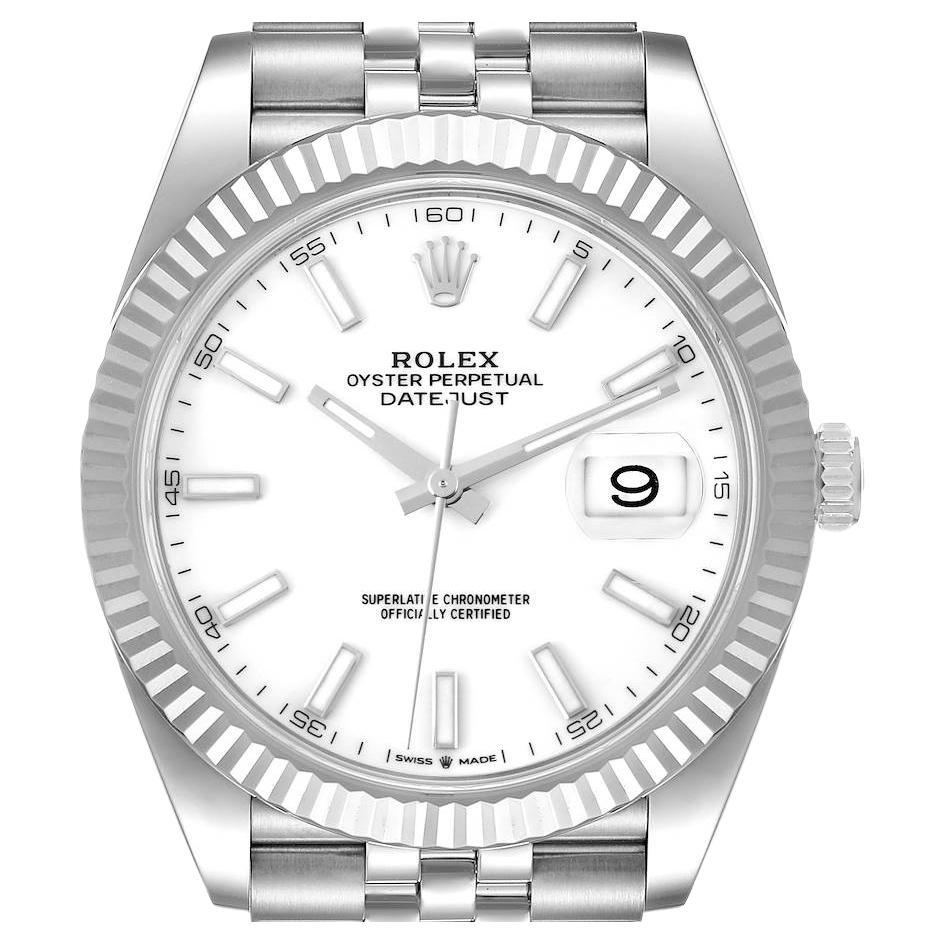 Rolex Datejust 41 Steel White Gold Fluted Bezel Men’s Watch 126334 ...