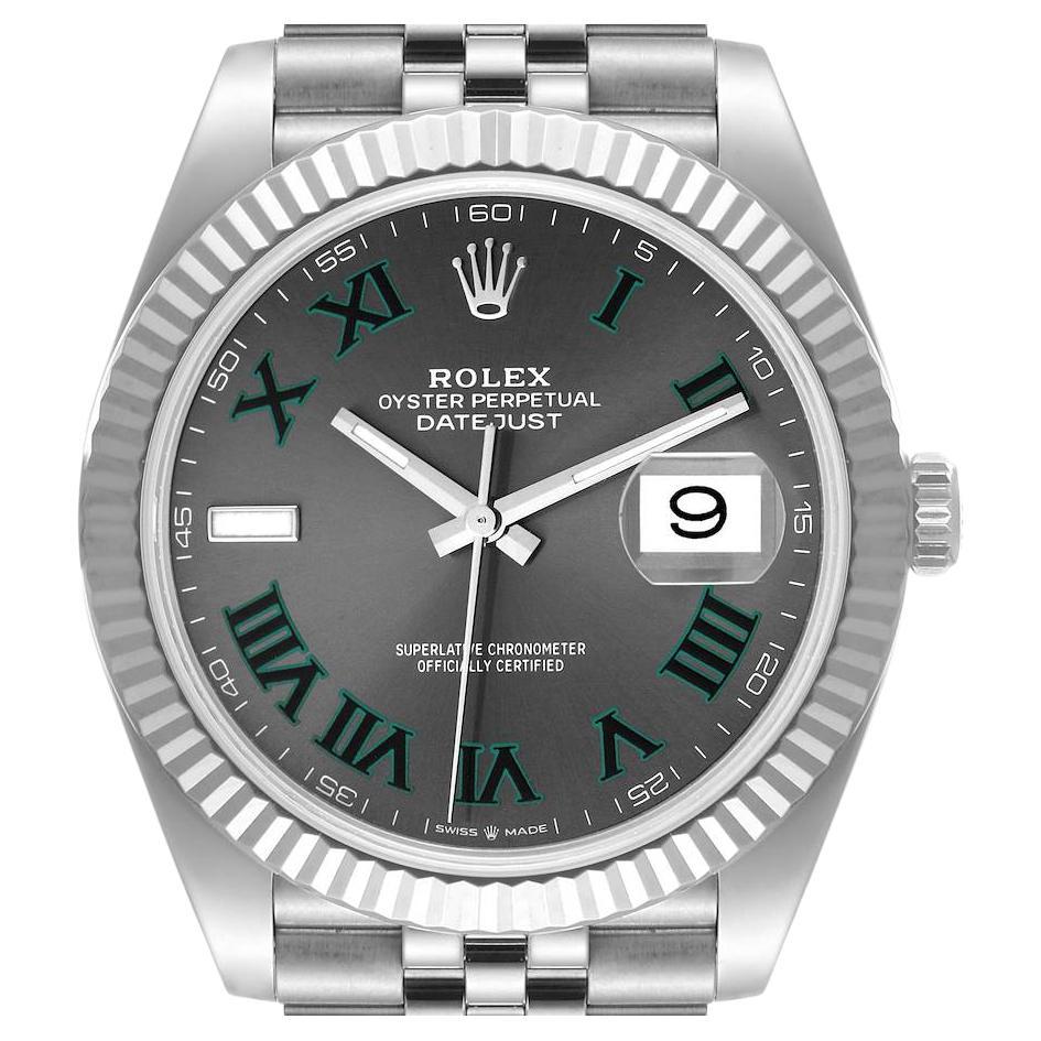Rolex Datejust 41 Steel White Gold Wimbledon Dial Mens Watch 126334
