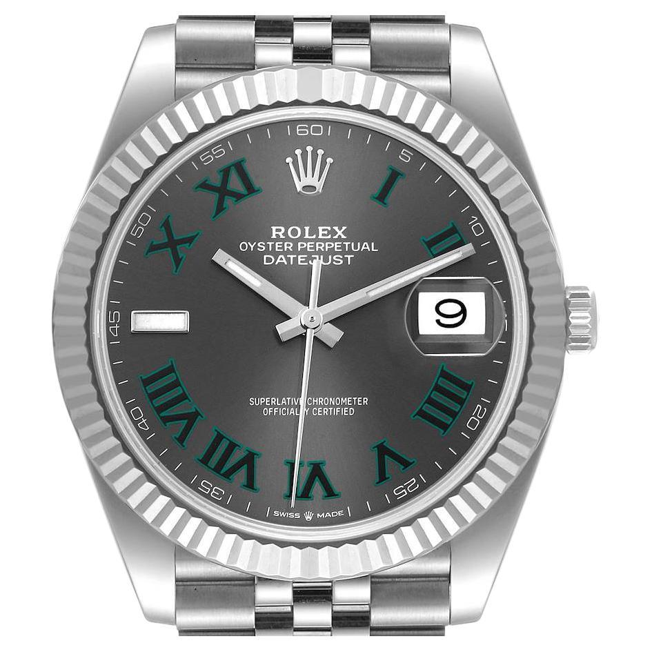 Rolex Datejust 41 Steel White Gold Wimbledon Dial Mens Watch 126334