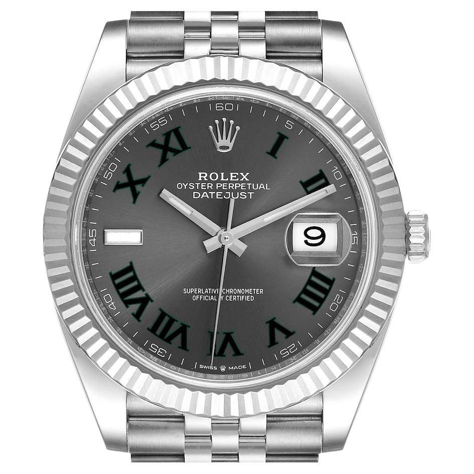 Rolex Datejust 41 Steel White Gold Wimbledon Dial Mens Watch 126334 Unworn
