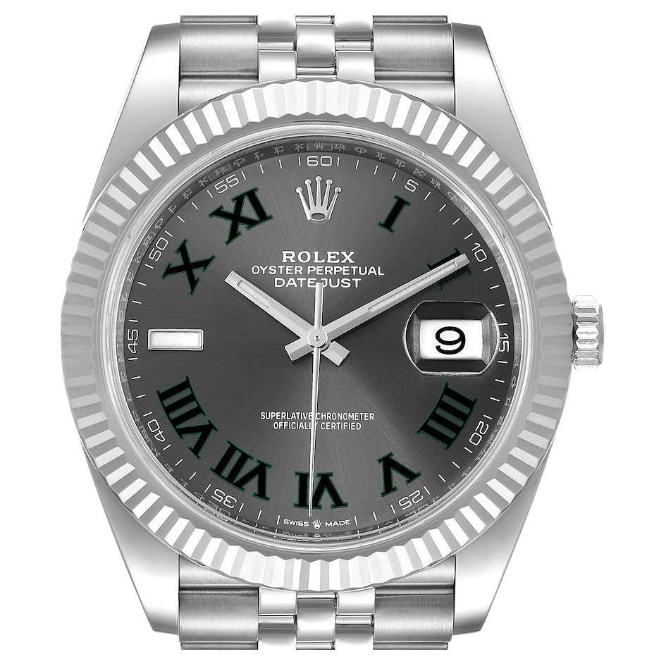Rolex Datejust 41 Steel White Gold Wimbledon Dial Mens Watch 126334 Unworn