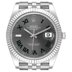 Rolex Datejust 41 Steel White Gold Wimbledon Dial Mens Watch 126334 Unworn