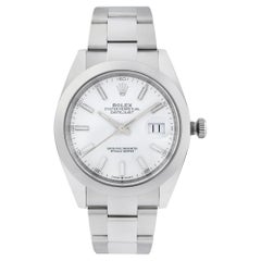 Rolex Datejust 41 Steel White Index Dial Smooth Bezel Automatic Men Watch 126300