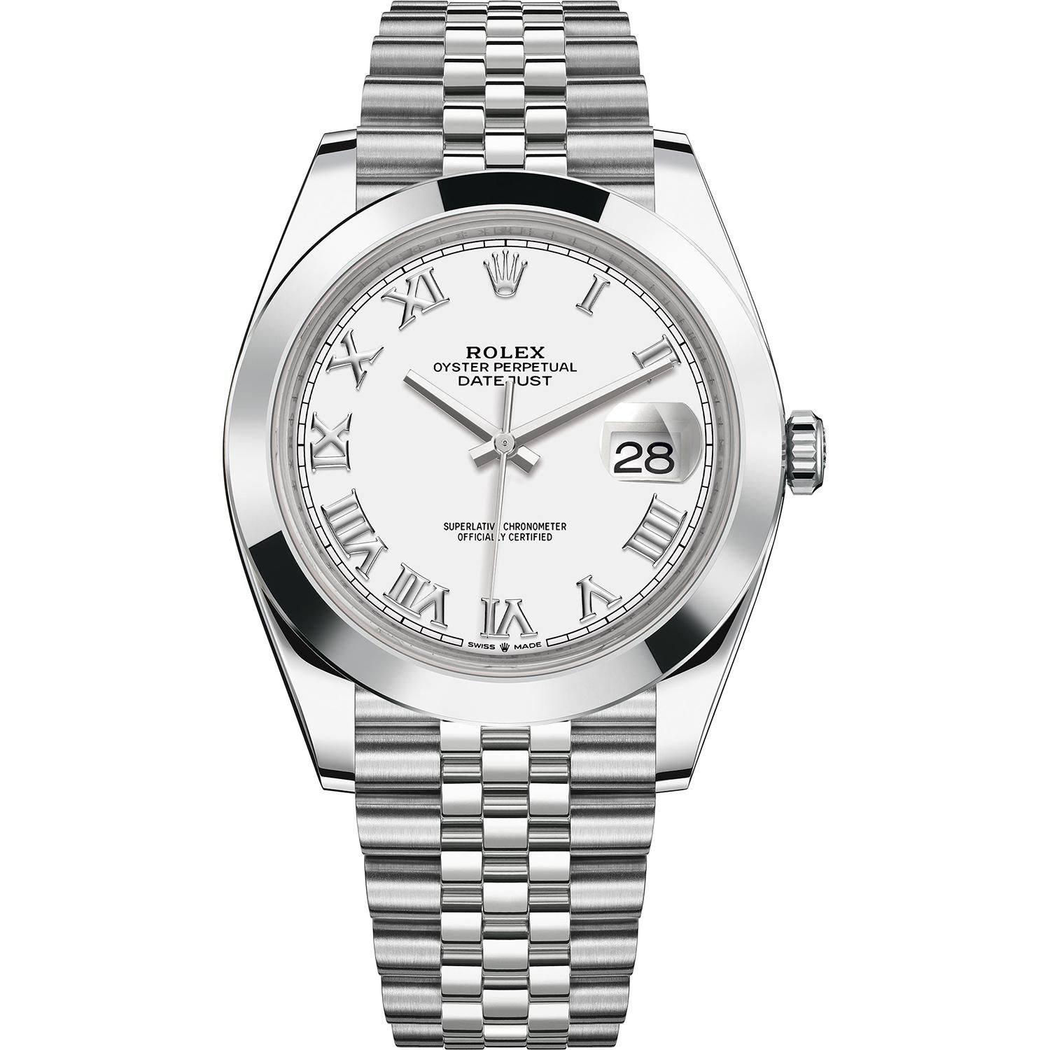 Rolex Datejust 41 Steel White Roman Dial Jubilee Automatic Men's Watch 126300 1