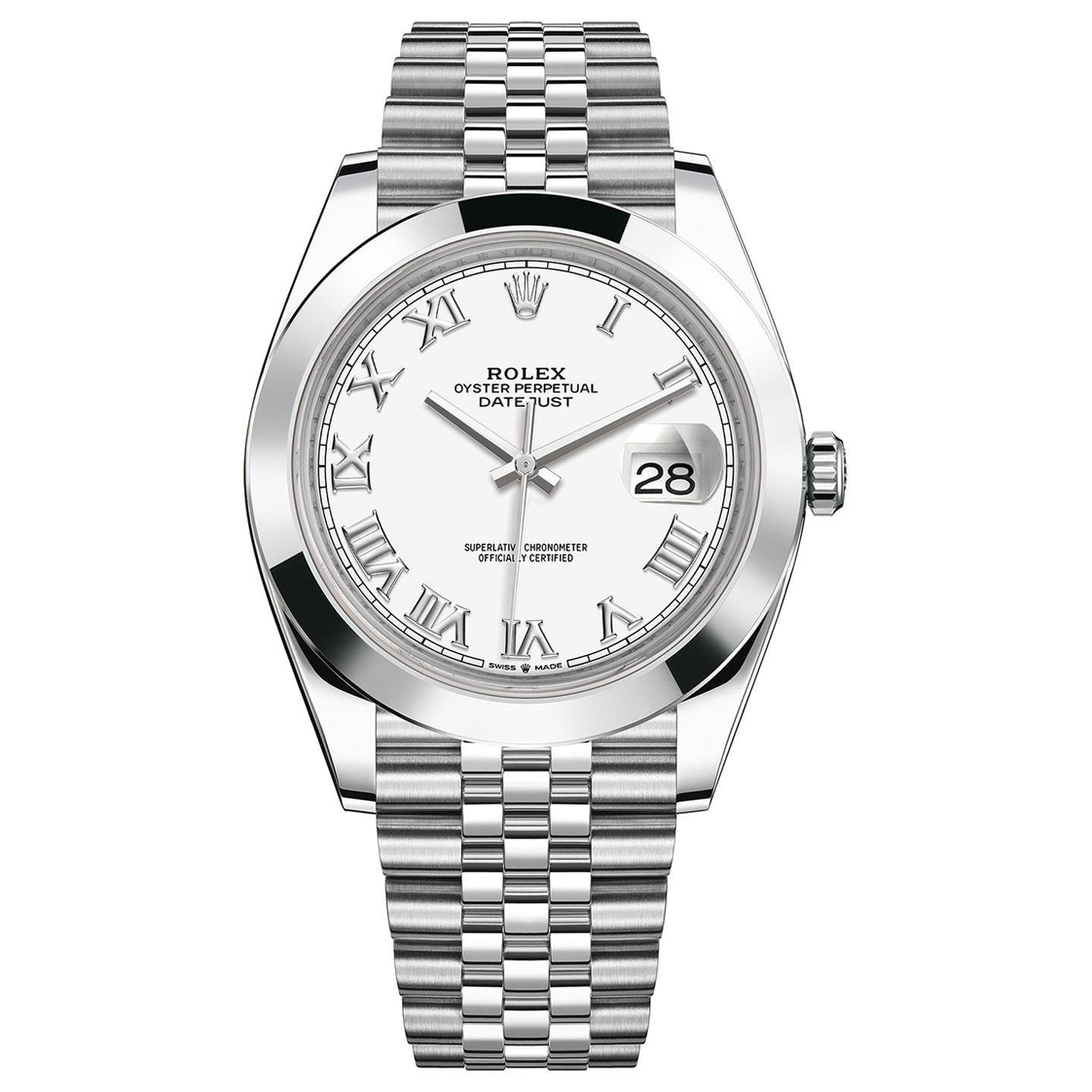 Rolex Datejust 41 Steel White Roman Dial Jubilee Automatic Men's Watch 126300