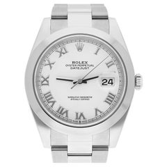 Rolex Datejust 41 Steel White Roman Dial Mens Watch Oyster Band 126300