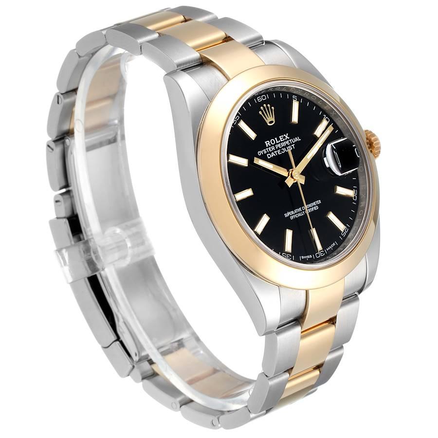 Rolex Datejust 41 Steel Yellow Gold Black Dial Mens Watch 126303 Box Card In Excellent Condition For Sale In Atlanta, GA