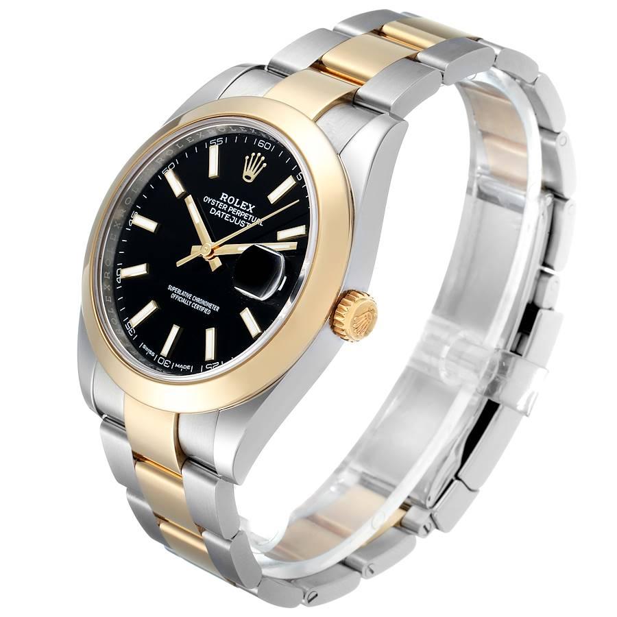 Men's Rolex Datejust 41 Steel Yellow Gold Black Dial Mens Watch 126303 Box Card