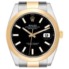 Rolex Datejust 41 Steel Yellow Gold Black Dial Mens Watch 126303 Box Card