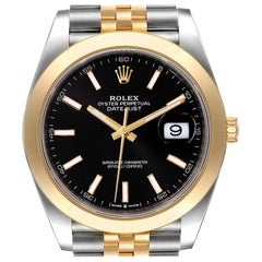 Rolex Datejust 41 Steel Yellow Gold Black Dial Mens Watch 126303 Unworn