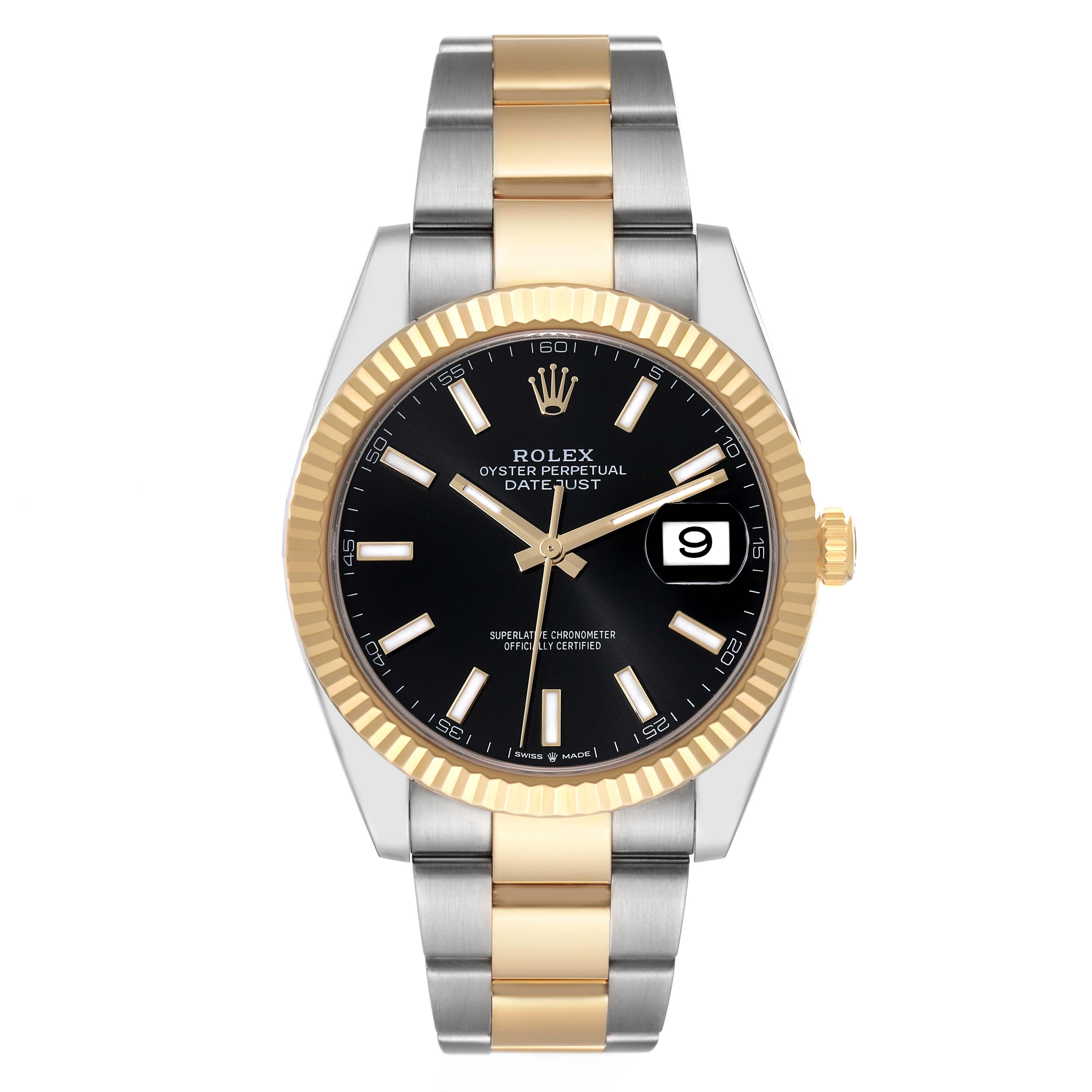 Men's Rolex Datejust 41 Steel Yellow Gold Black Dial Mens Watch 126333 Box Card For Sale