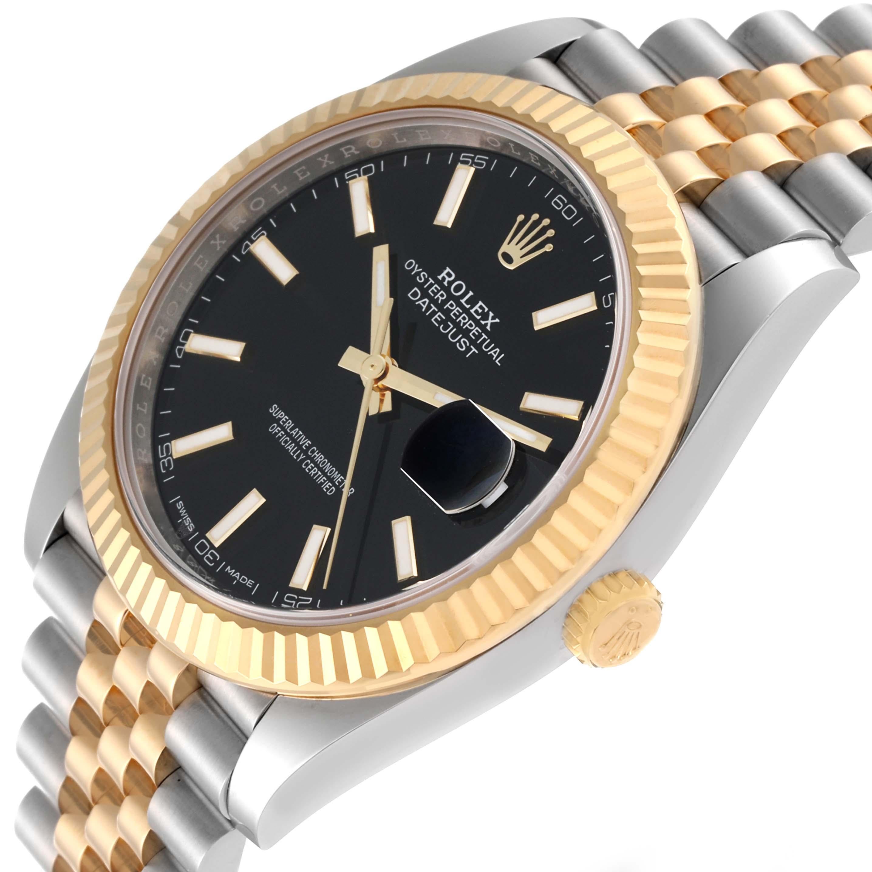 Rolex Datejust 41 Steel Yellow Gold Black Dial Mens Watch 126333 Box Card For Sale 1