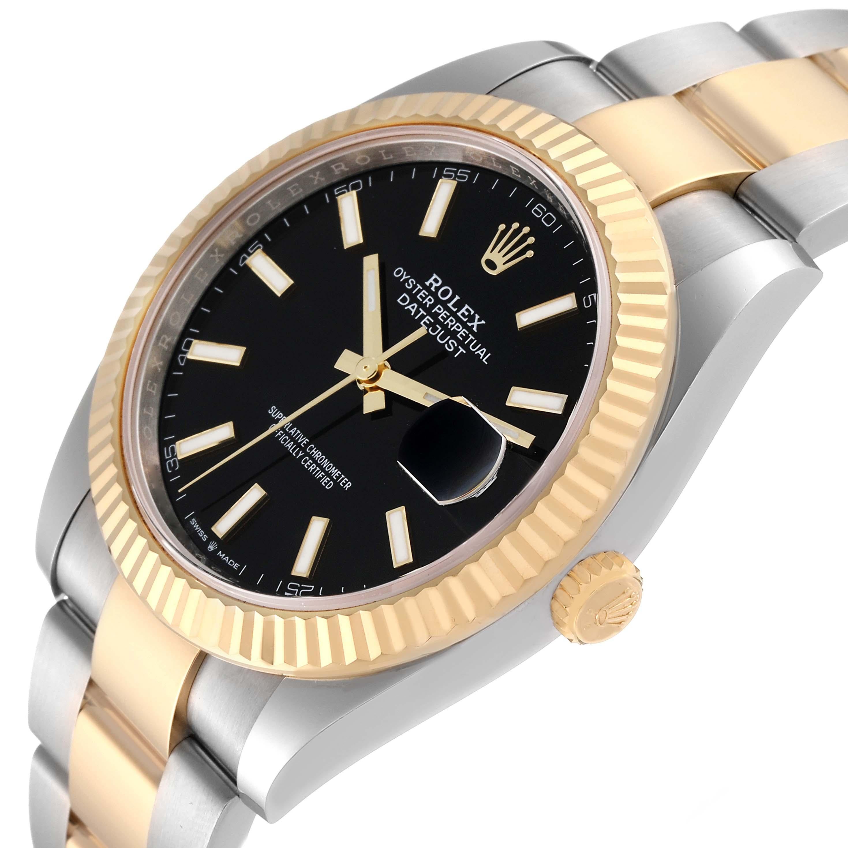 Rolex Datejust 41 Steel Yellow Gold Black Dial Mens Watch 126333 Box Card For Sale 1