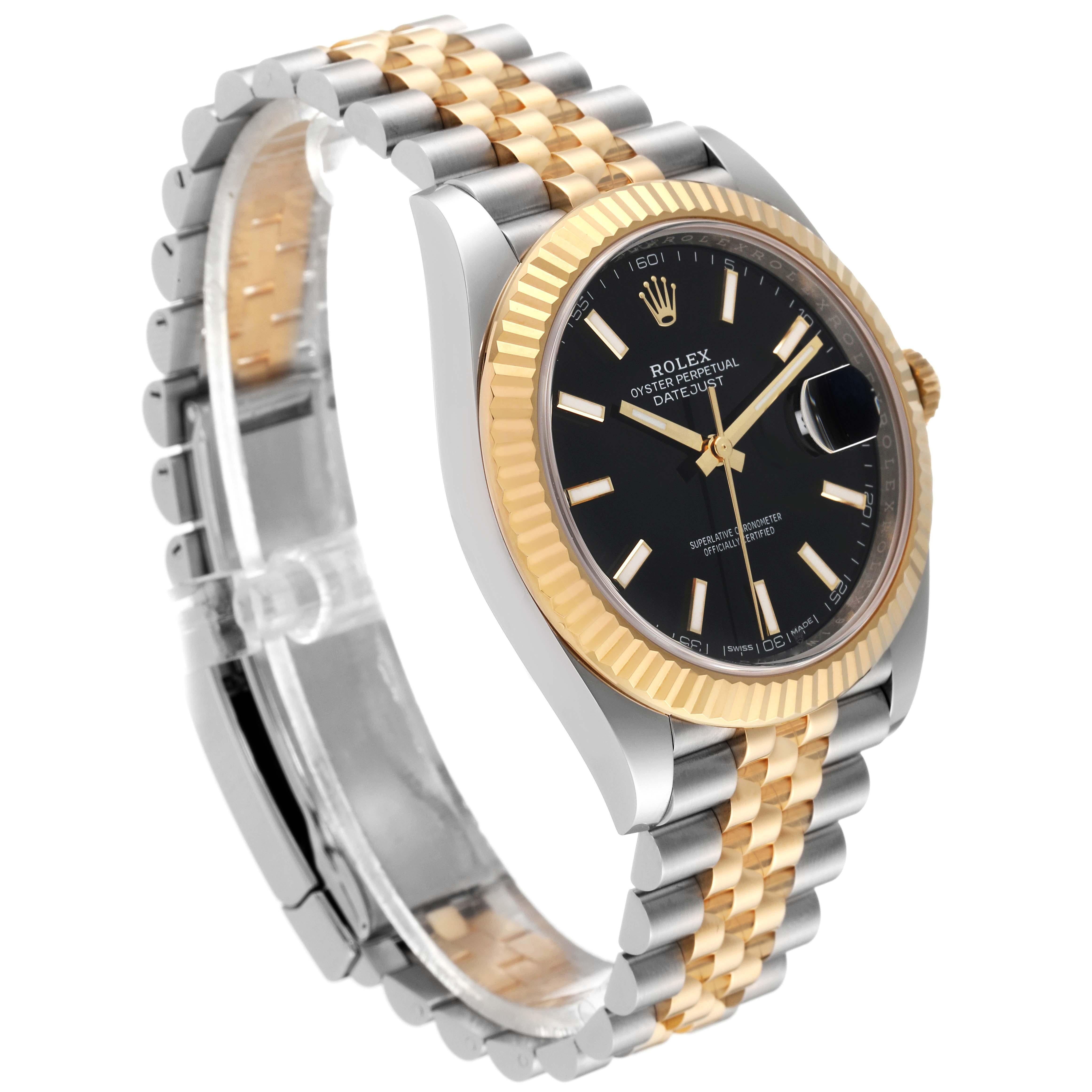 Rolex Datejust 41 Steel Yellow Gold Black Dial Mens Watch 126333 Box Card For Sale 2