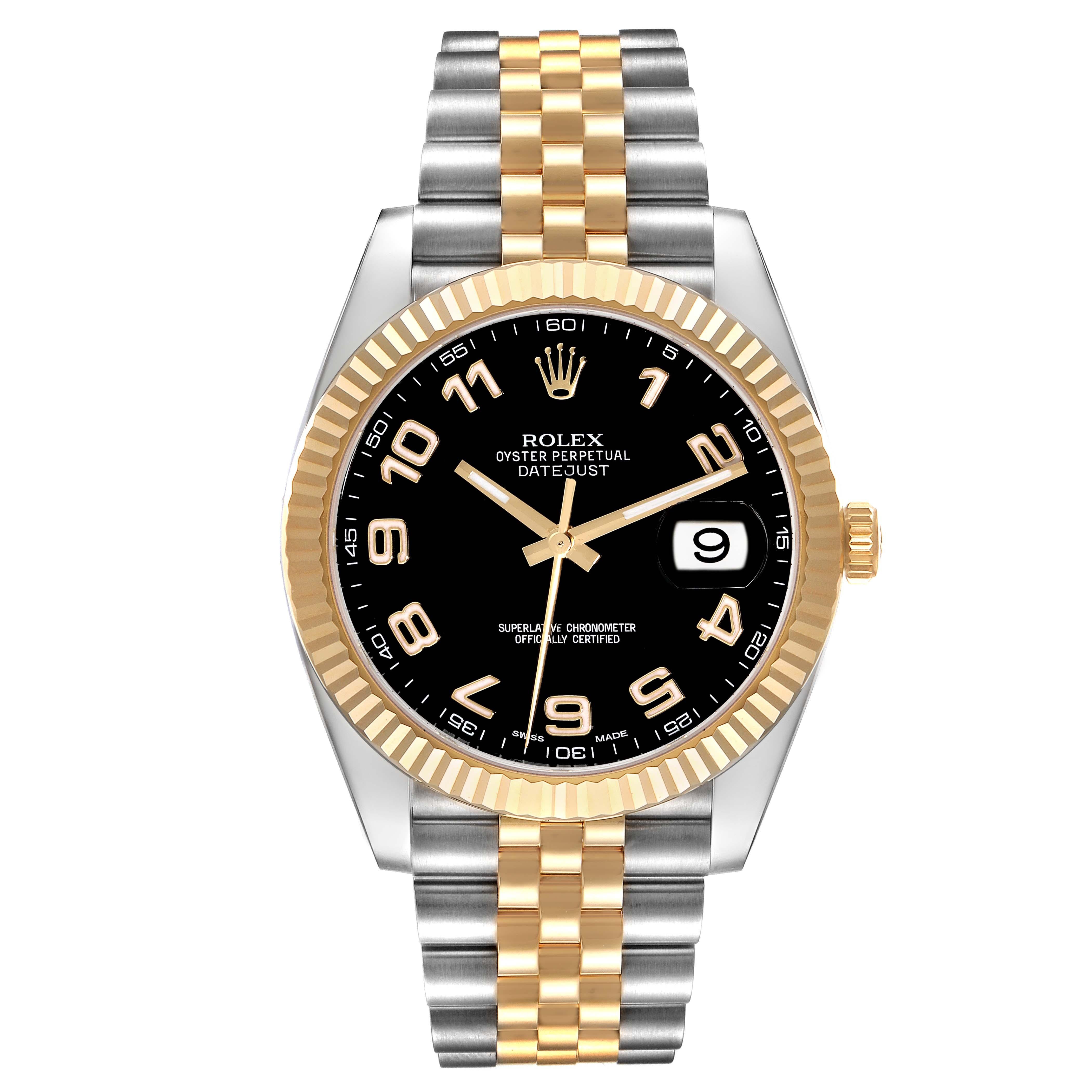 Rolex Datejust 41 Steel Yellow Gold Black Dial Mens Watch 126333 Box Card en vente 2