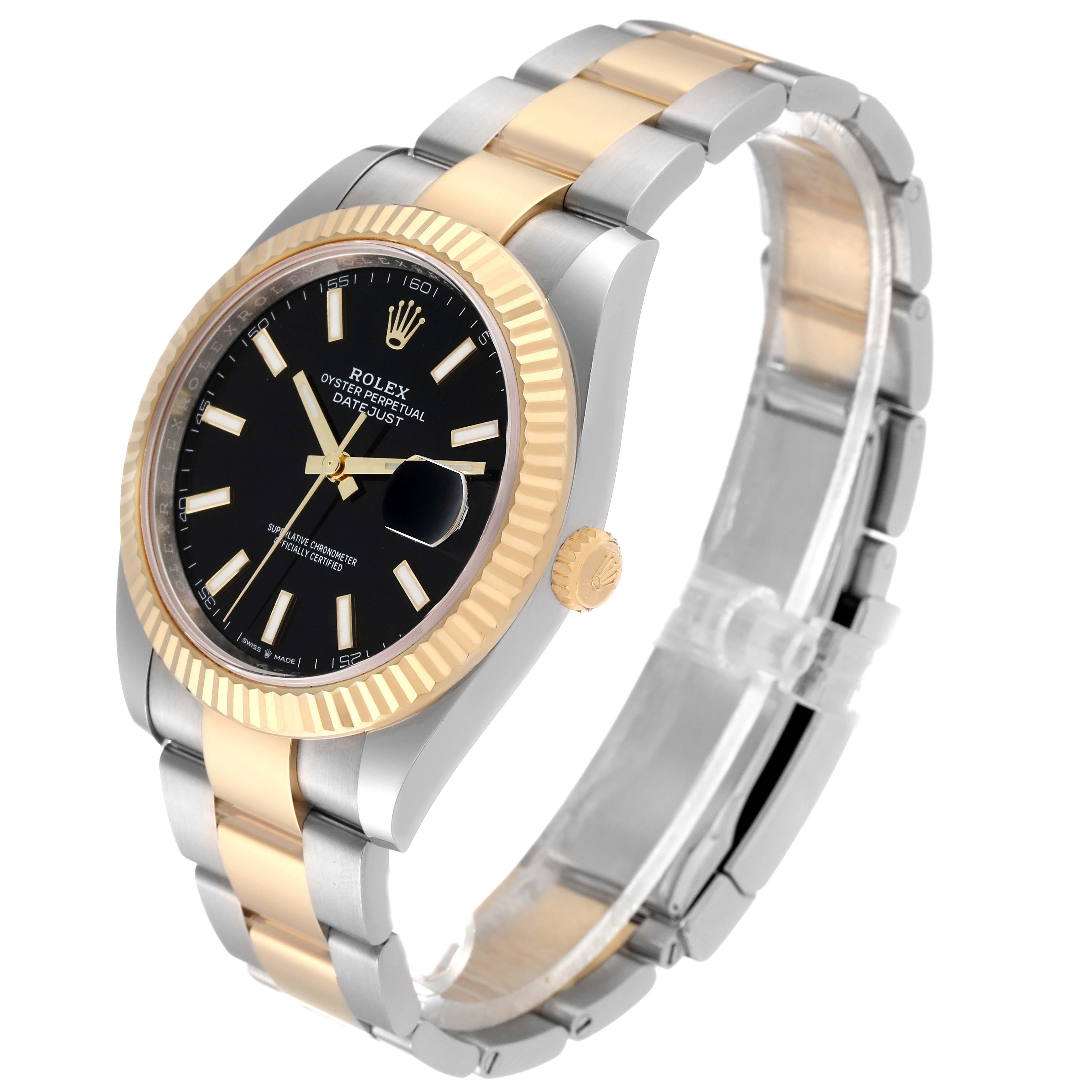 Rolex Datejust 41 Steel Yellow Gold Black Dial Mens Watch 126333 Box Card en vente 4