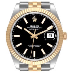 Rolex Datejust 41 Steel Yellow Gold Black Dial Mens Watch 126333 Box Card