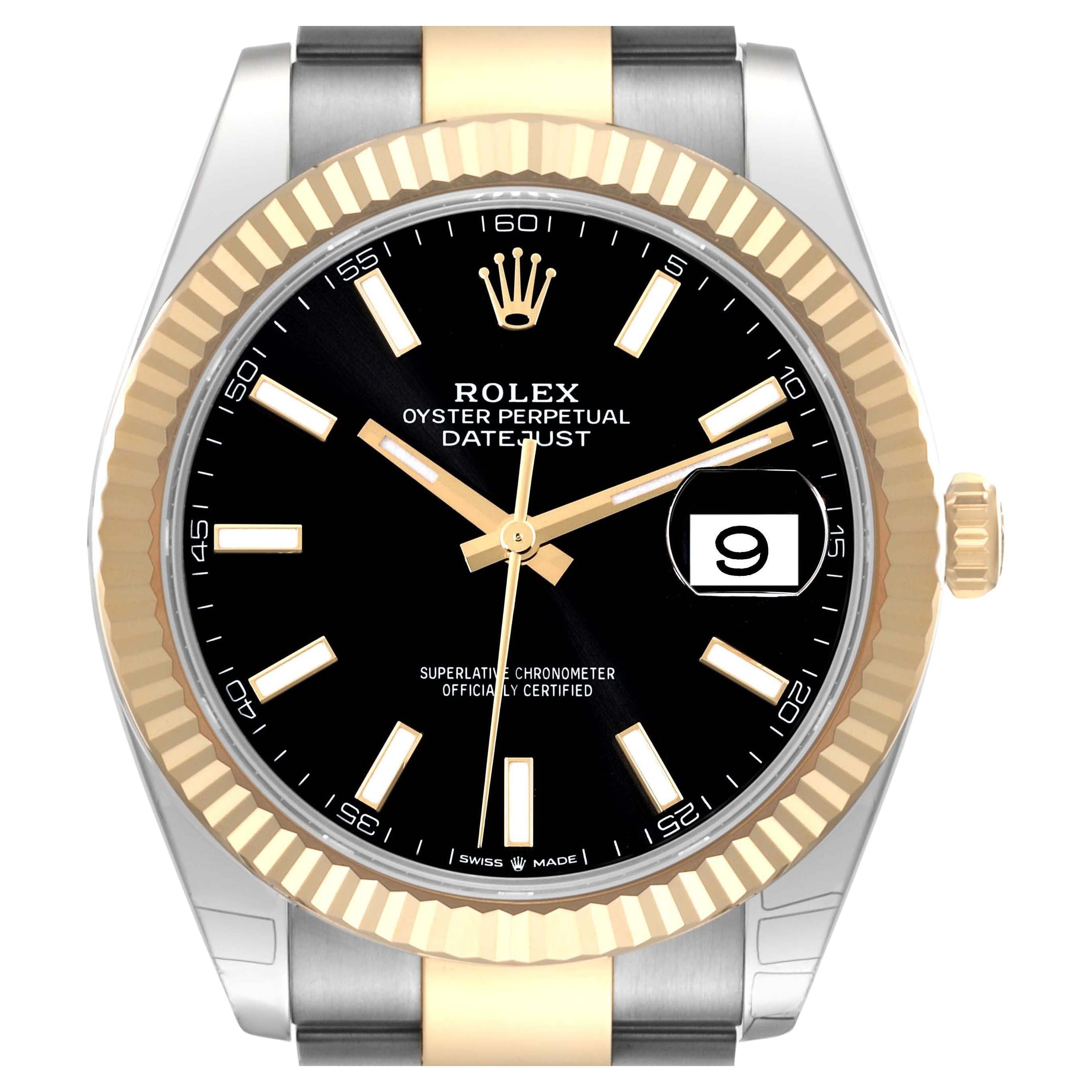 Rolex Datejust 41 Steel Yellow Gold Black Dial Mens Watch 126333 Box Card
