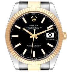 Rolex Datejust 41 Steel Yellow Gold Black Dial Mens Watch 126333
