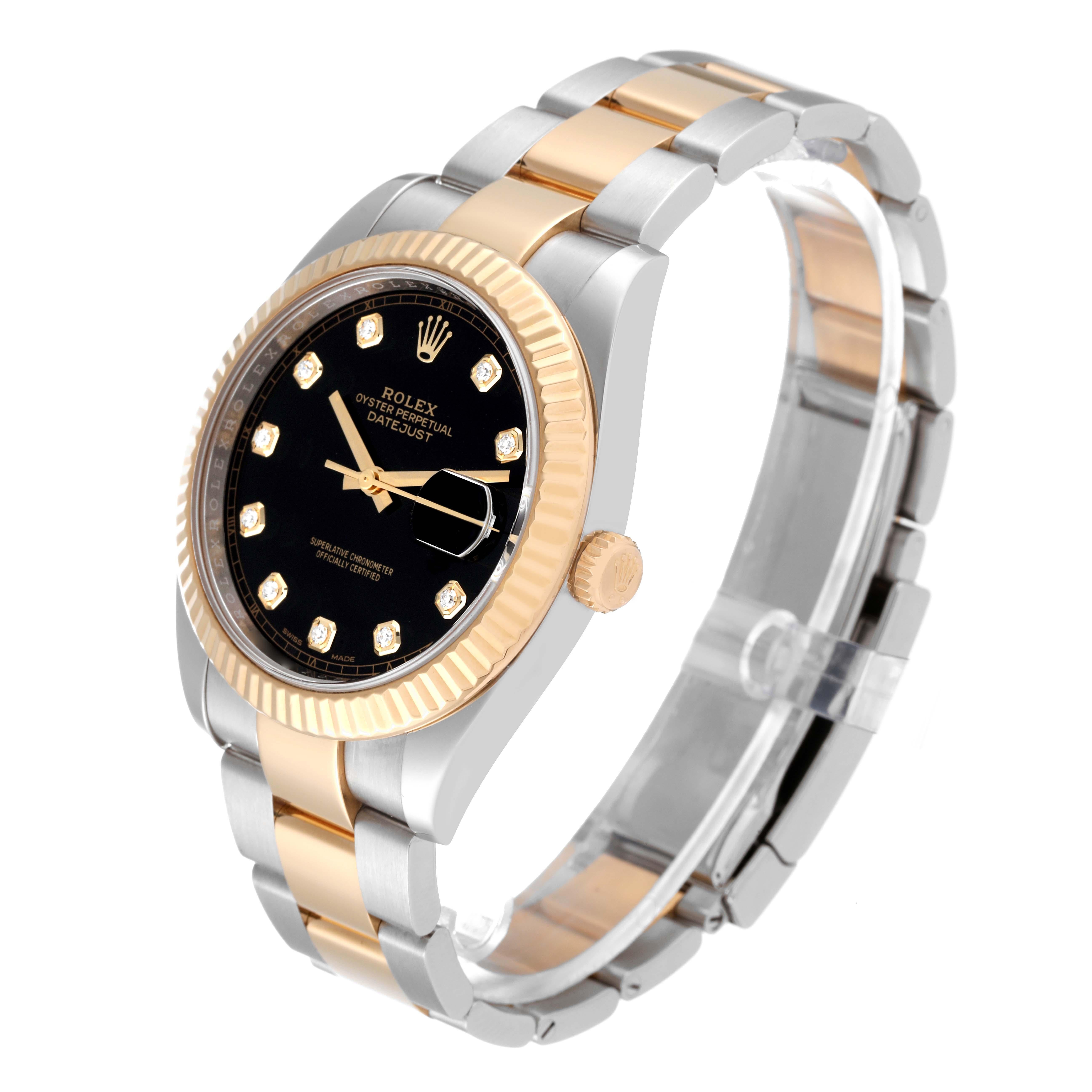 Men's Rolex Datejust 41 Steel Yellow Gold Black Diamond Dial Mens Watch 126333