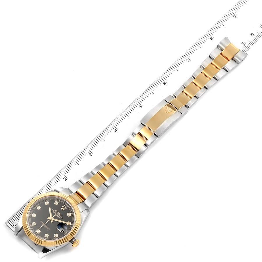 Rolex Datejust 41 Steel Yellow Gold Black Diamond Dial Watch 126333 Box Card For Sale 6