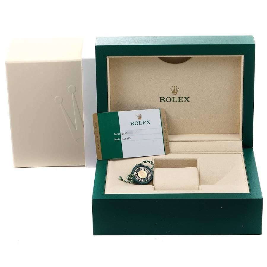 Rolex Datejust 41 Steel Yellow Gold Black Diamond Dial Watch 126333 Box Card For Sale 8