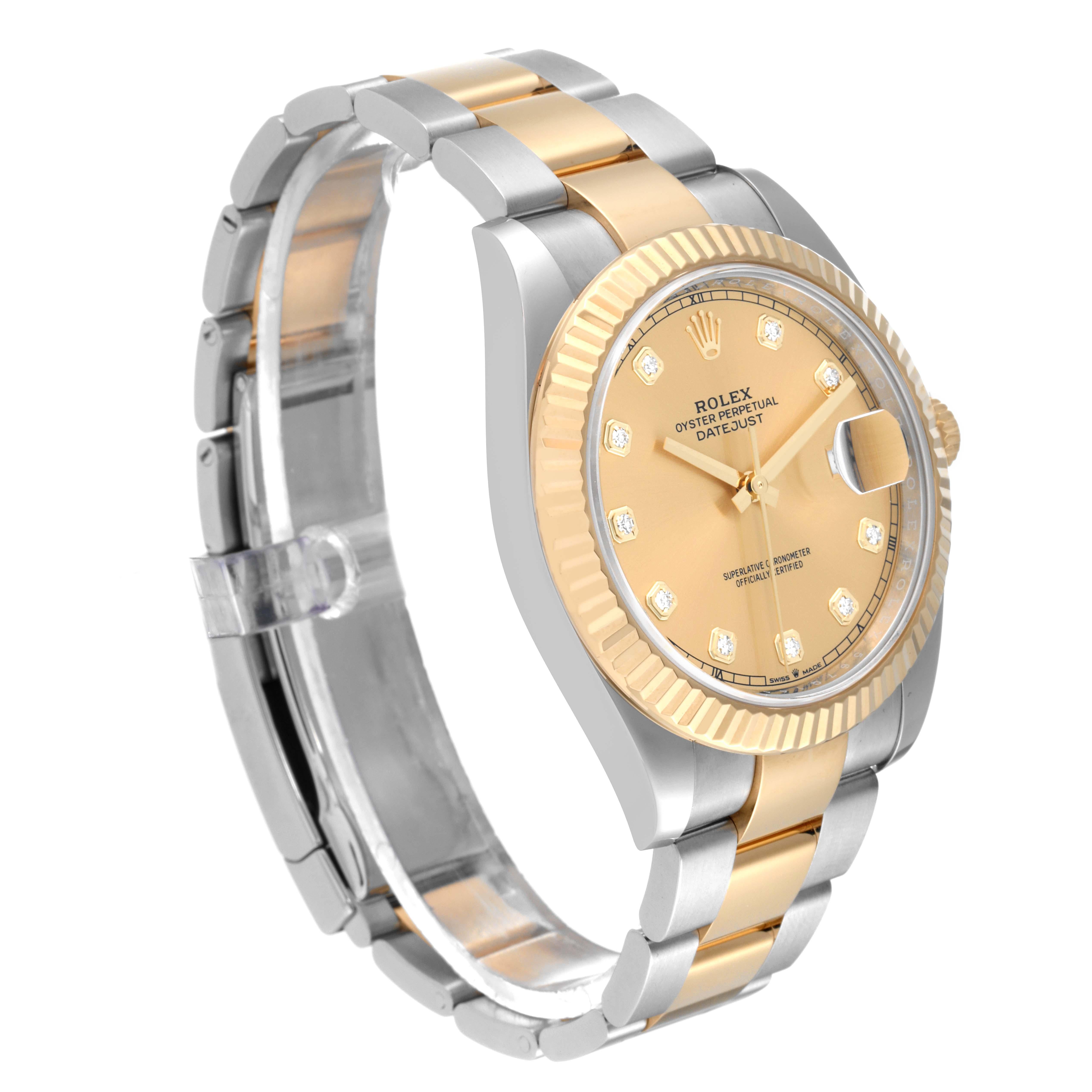 Rolex Datejust 41 Steel Yellow Gold Black Diamond Dial Watch 126333 Box Card In Excellent Condition In Atlanta, GA