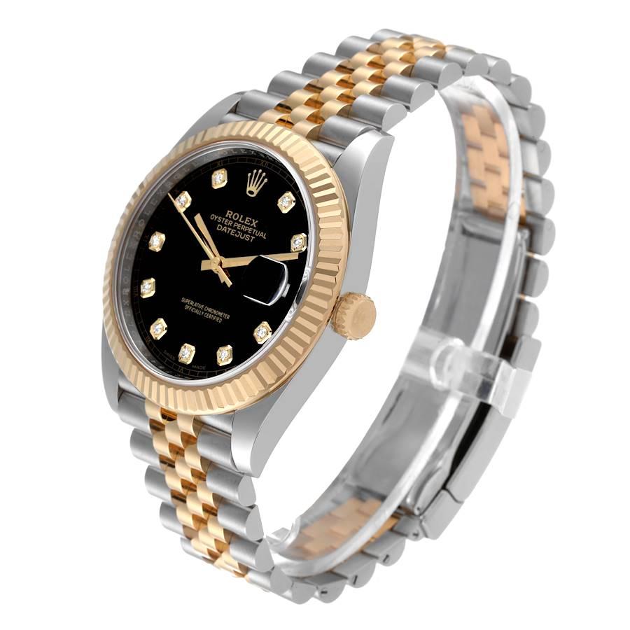 De los hombres Reloj Rolex Datejust 41 Acero Oro Amarillo Esfera Diamante Negro 126333 Caja Tarjeta
