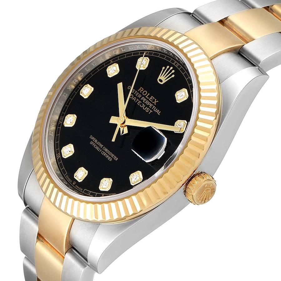 Rolex Datejust 41 Steel Yellow Gold Black Diamond Dial Watch 126333 Box Card For Sale 1