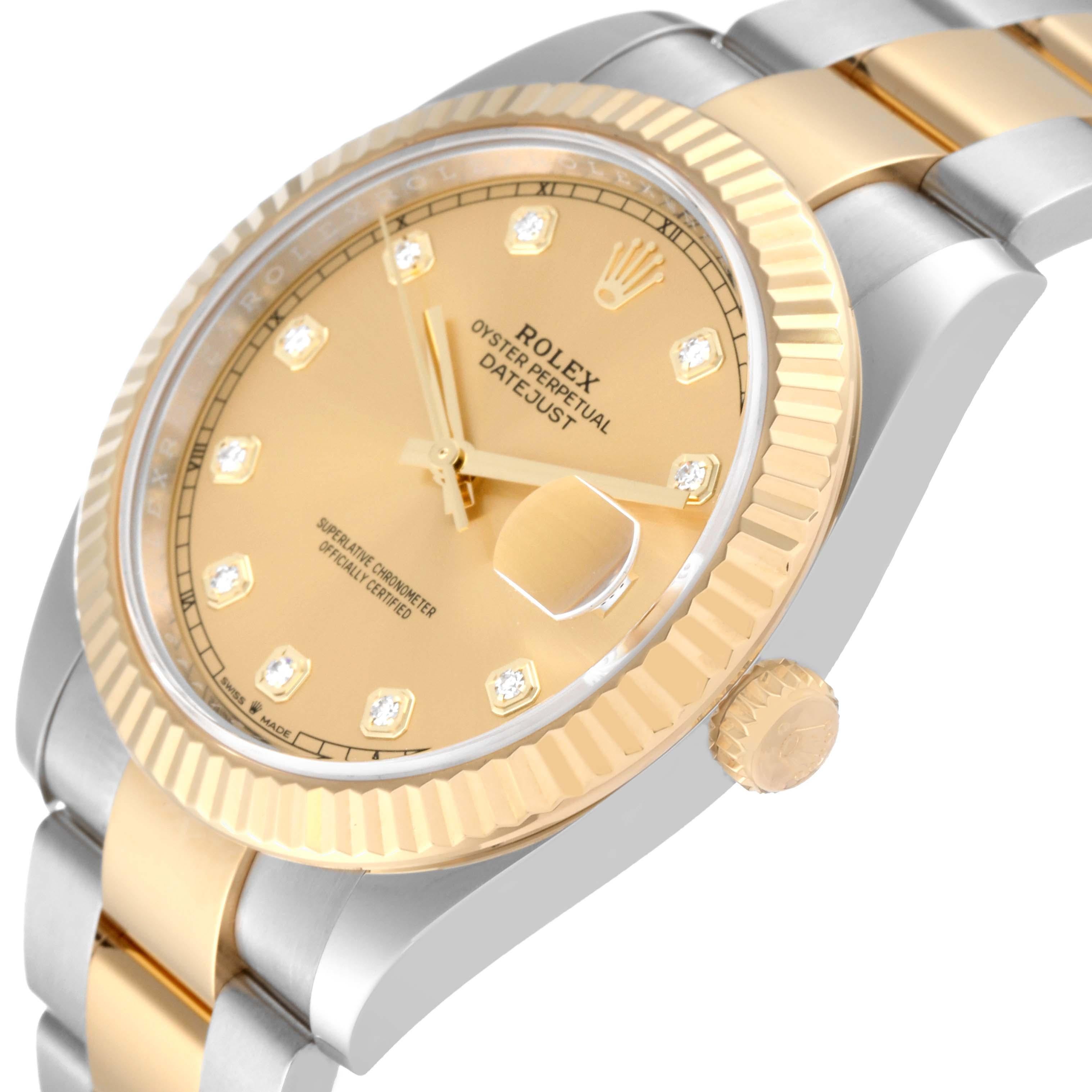 Rolex Datejust 41 Steel Yellow Gold Black Diamond Dial Watch 126333 Box Card 1