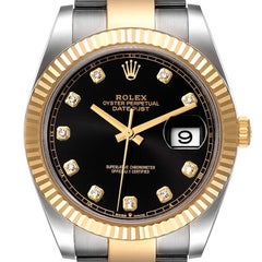 Rolex Datejust 41 Steel Yellow Gold Black Diamond Dial Watch 126333 Unworn