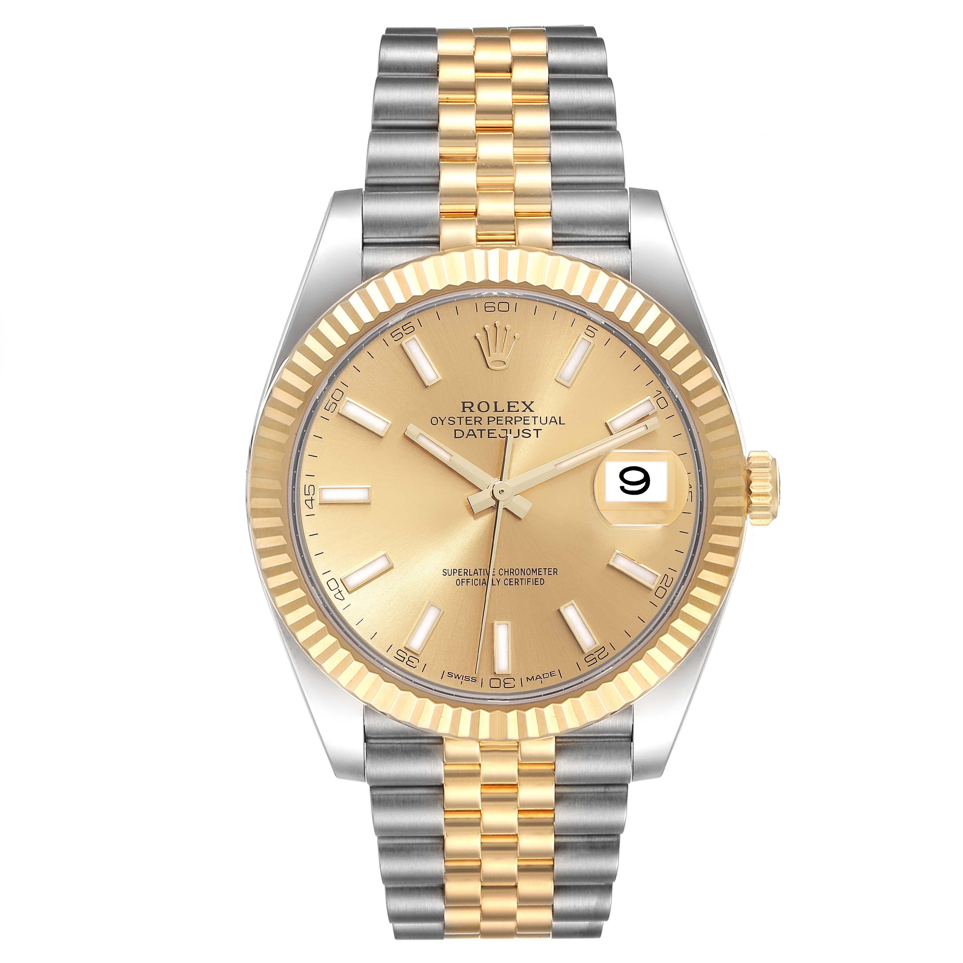 Men's Rolex Datejust 41 Steel Yellow Gold Champagne Dial Mens Watch 126333 Box Card