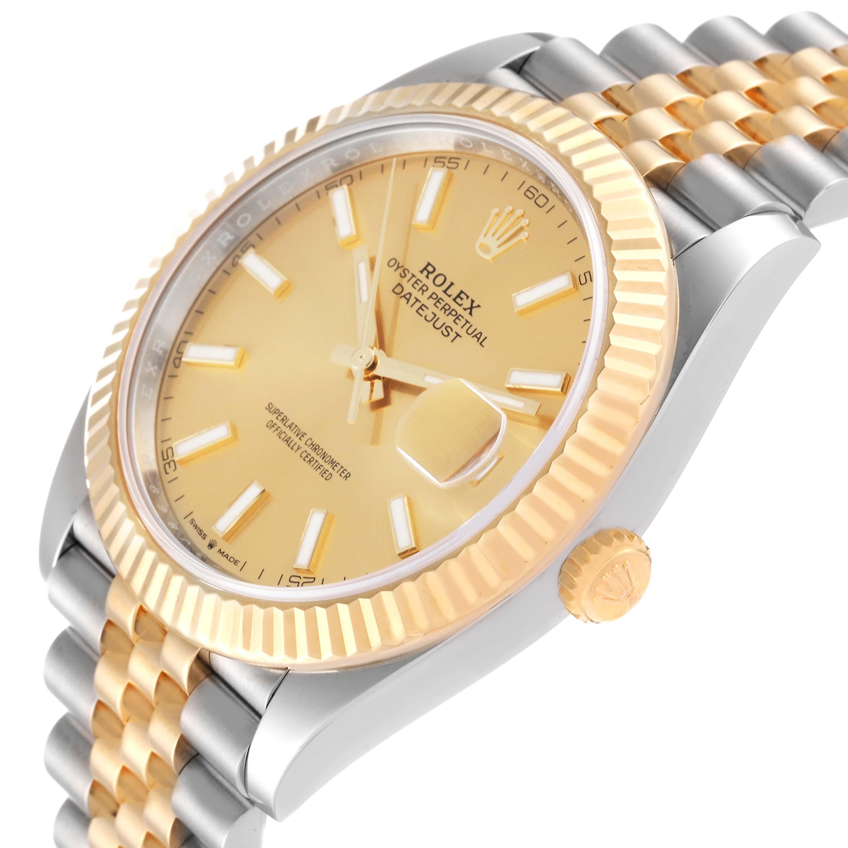 Rolex Datejust 41 Steel Yellow Gold Champagne Dial Mens Watch 126333 Box Card 1