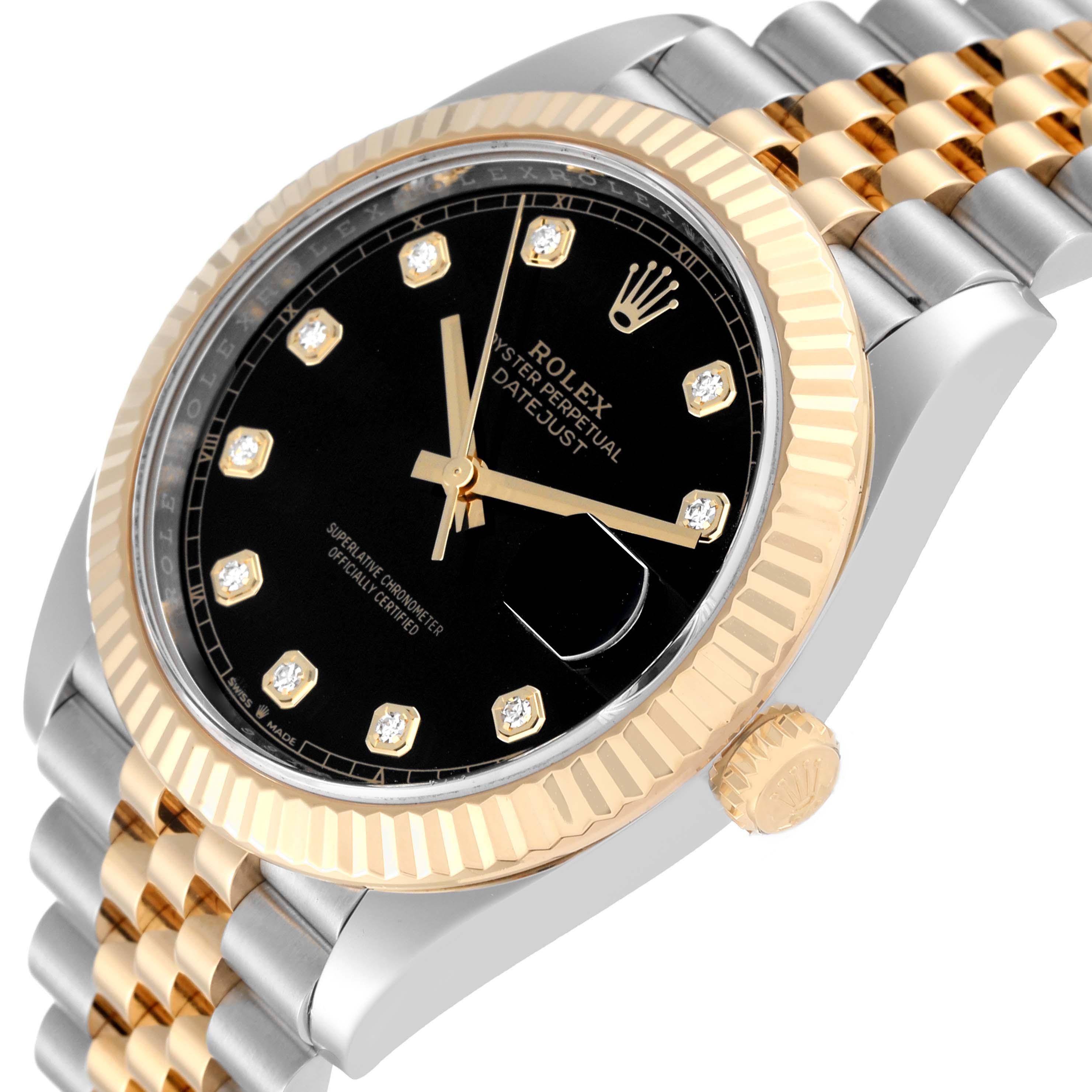 Rolex Datejust 41 Steel Yellow Gold Diamond Dial Mens Watch 126333 Box Card 1
