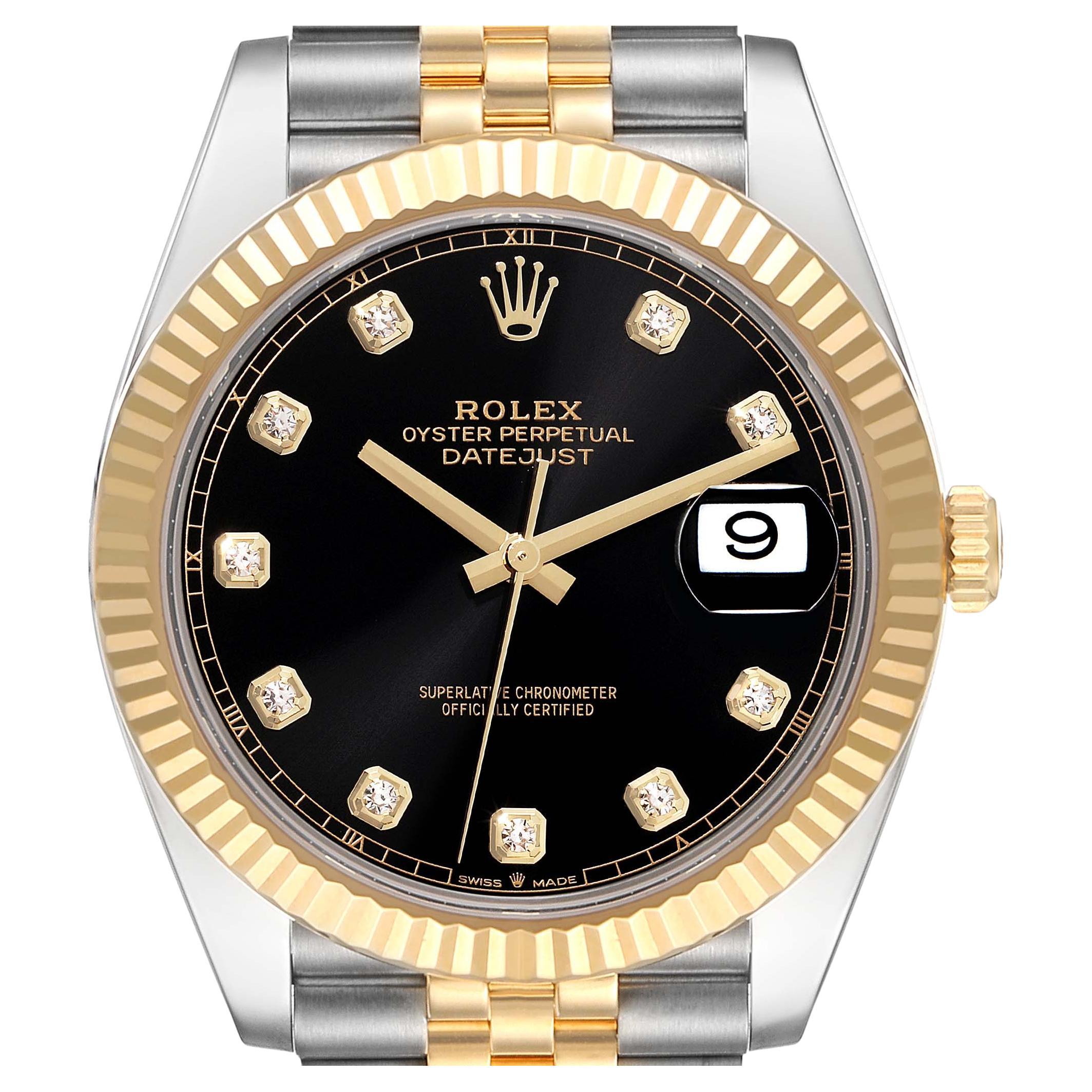 Rolex Datejust 41 Steel Yellow Gold Diamond Dial Mens Watch 126333 Box Card