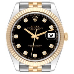 Rolex Datejust 41 Steel Yellow Gold Diamond Dial Mens Watch 126333 Box Card