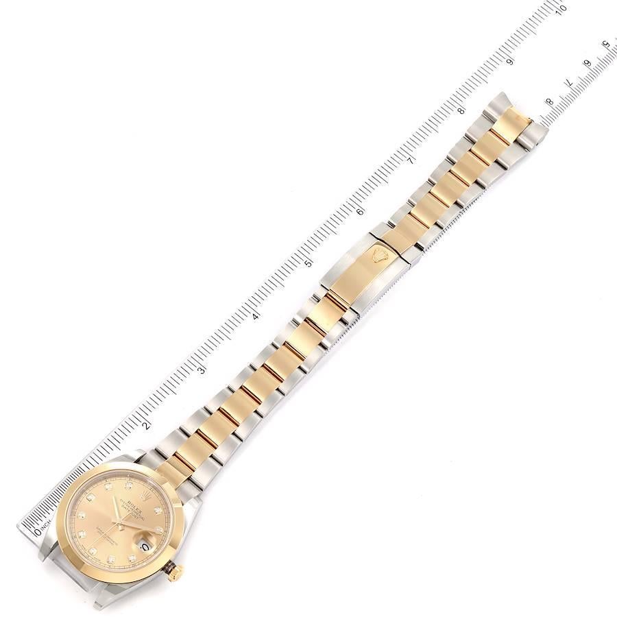 Rolex Datejust 41 Steel Yellow Gold Diamond Men's Watch 126303 Box Card For Sale 4